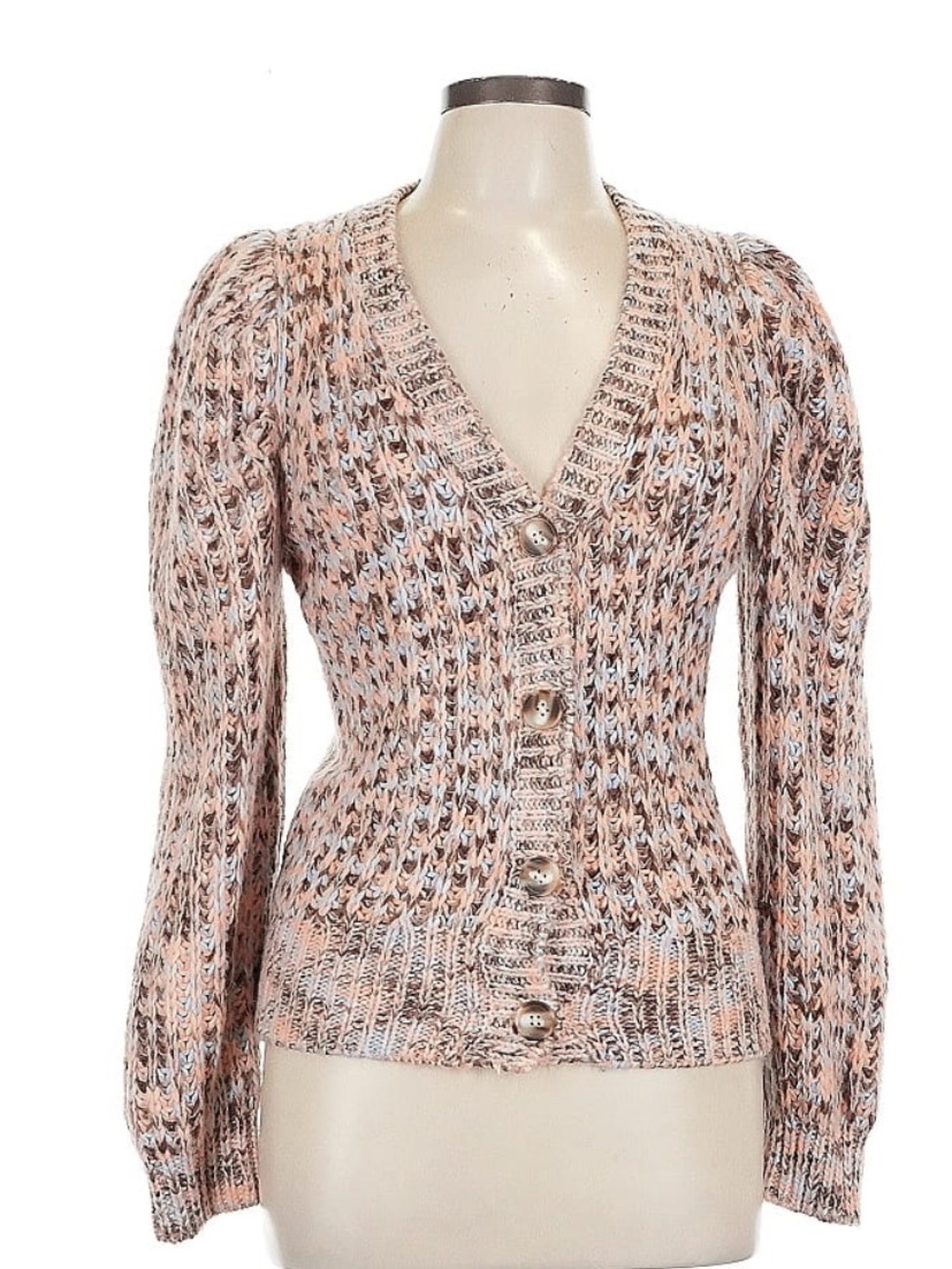 ASTR Marled Pink, Cream & Gray Knit Button-Front Cardigan